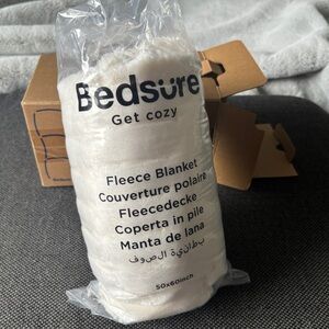 Bedsure Get Cozy Ivory Sherpa Fleece Blanket